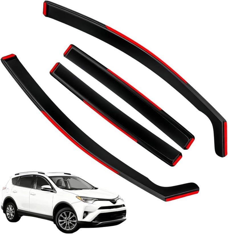 LONGKEES Window Visors Rain Guards FIT 2013–2018 Toyota RAV4 – in-Channel Vent Deflectors 4PC Set All-Weather - Image 1